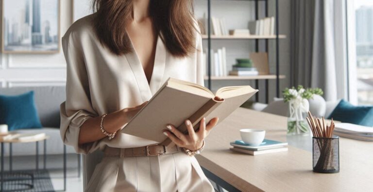 business woman reading for career growth