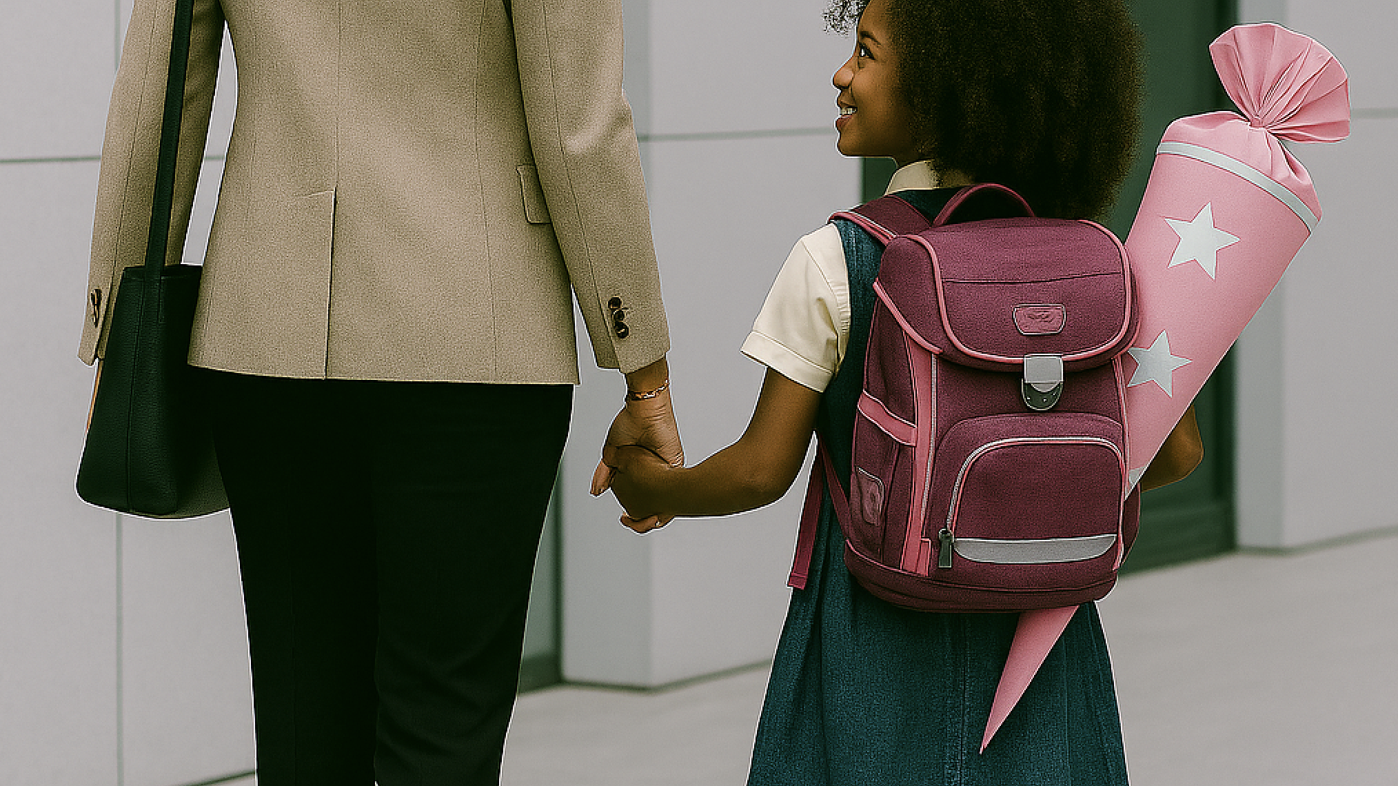 Transition to school. First Day in School.