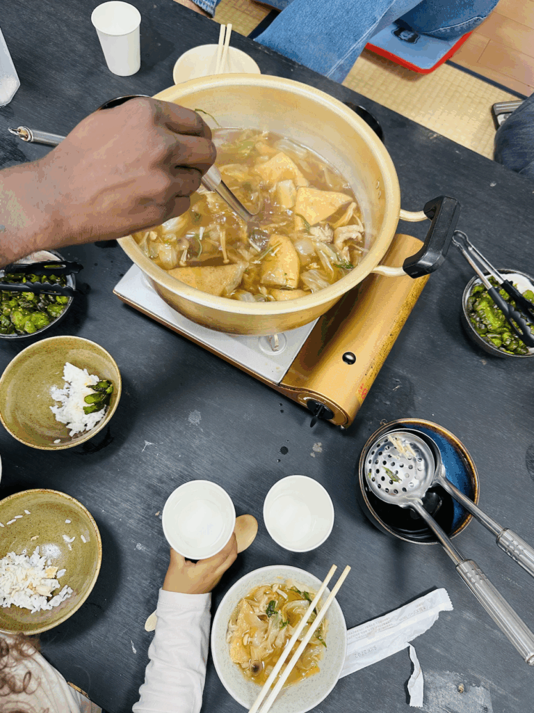 table with Nabe Hot Potter Sumo Wrestlers